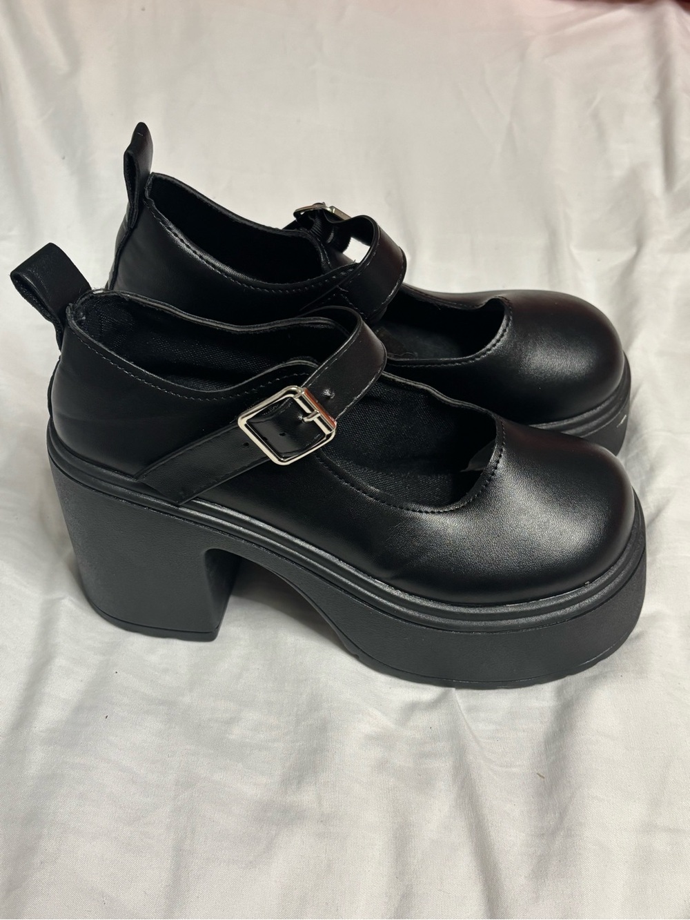 Classic Black Mary Jane Platform Heels
